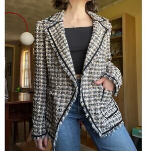 Veronica Beard Theron Tweed Plaid Double Breasted Blazer Jacket US 4